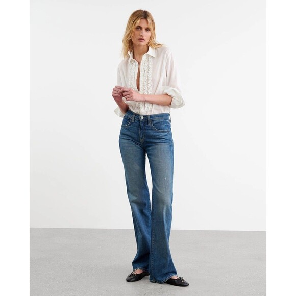 Nili Lotan Nathael Shirt Tunic Top Buttondown Ruffle Cotton Ivory XS New 283746 - Picture 4 of 11